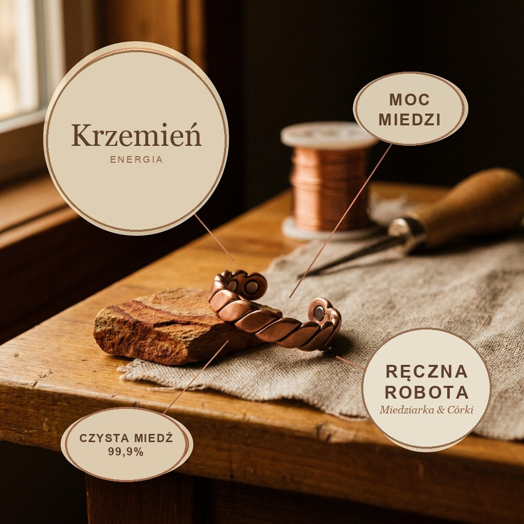 Pierścionek Miedziany Krzemień