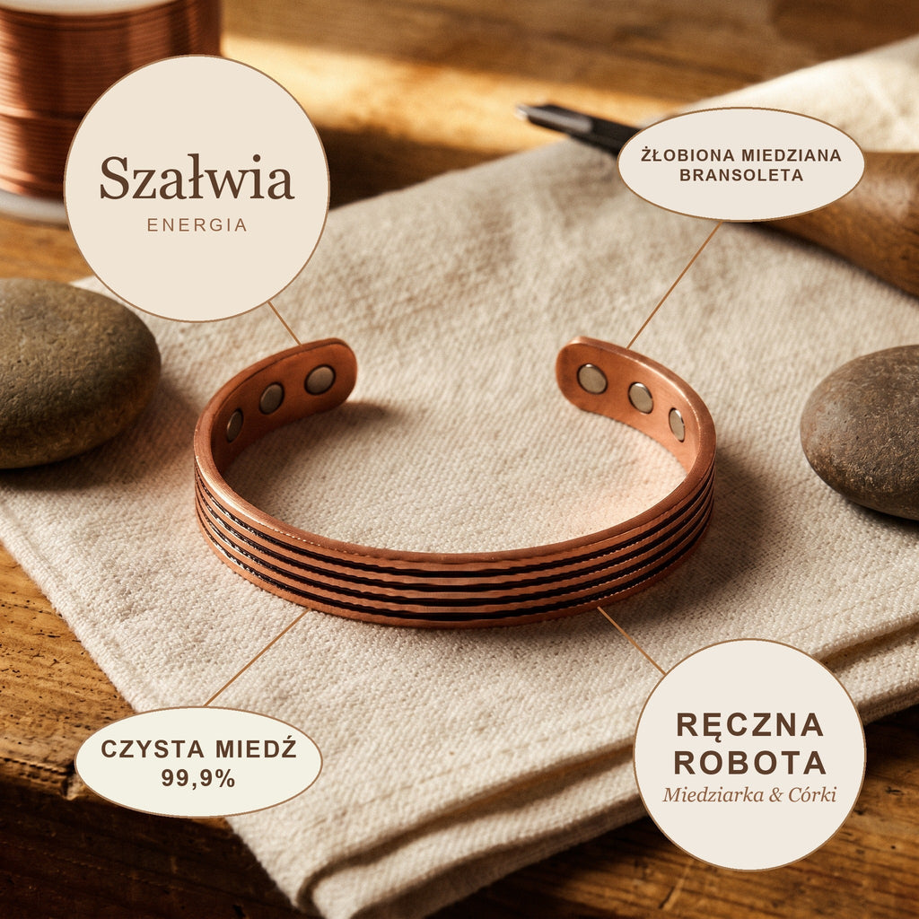 Bransoletka Miedziana Szałwia