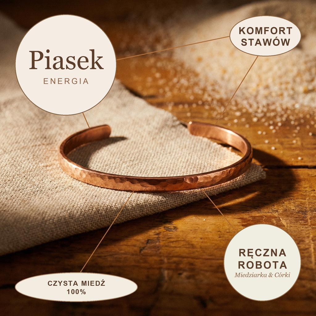 Bransoletka na Kostkę Miedziana Piasek