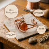 Bransoletka Miedziana Sfera Bursztynowa