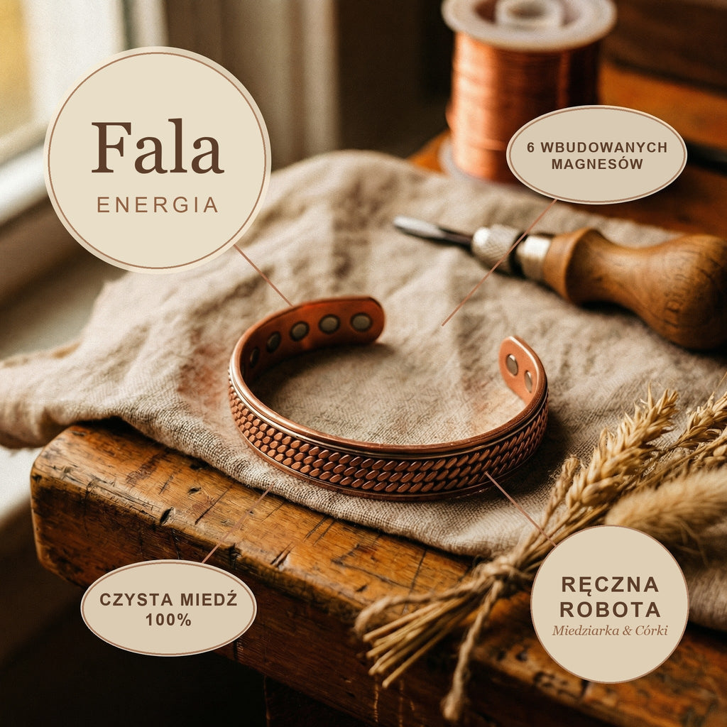 Bransoletka Miedziana Fala